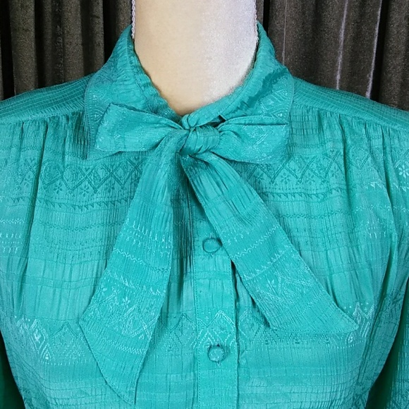 Mihang Long Sleeve Teal Green Dress - Picture 5 of 7